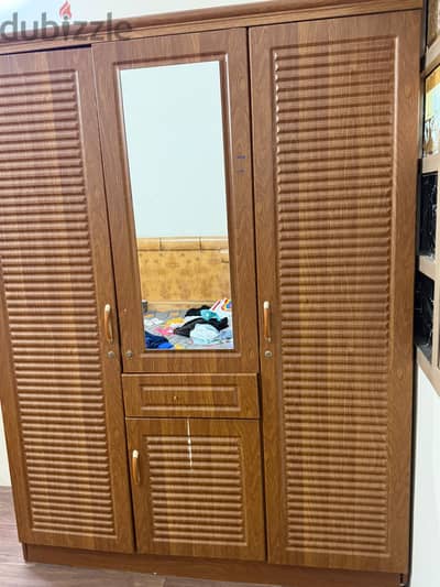 Bed with mattress and wardrobe  3 doors for sale