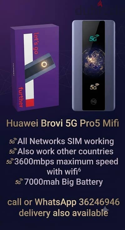 Huawei Brovi 5G pro5 mifi for STC/unlocked SIM wifi⁶ and 7000mah