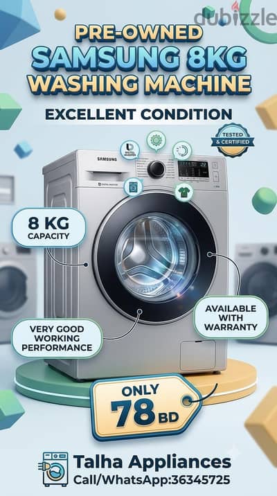 Samsung 8KG Very Good Condition Available With Warranty 78BD