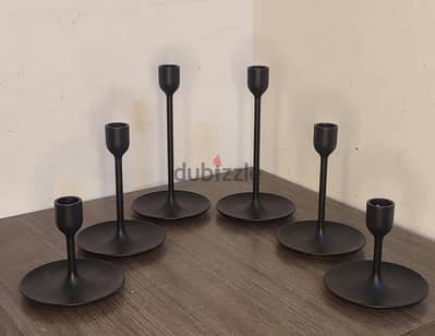 IKEA FULLTALIG Black Candlestick Holders (Complete Set of 6)