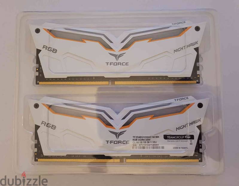 Team Group DDR4 Gaming Night Hawk RGB RAM 16GB Kit (2x 8GB) (White) 2