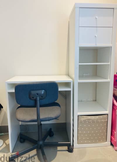 Ikea  desk, chair and shelf