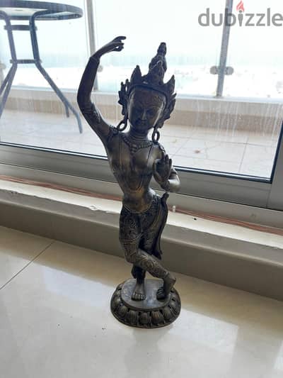 Vintage Solid Brass / Bronze Dancing Apsara Statue – 45 cm