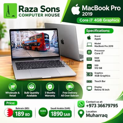 Apple MacBook Pro 2019 Core i7 4GB Graphics