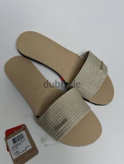 HAVAIANAS MALTA GOLDEN SLIDES SIZE WOMEN 11/12