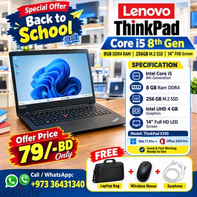 Lenovo Intel Core i5 8th Generation Laptop 14" Full HD Display 8GB RAM