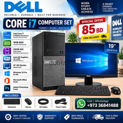 Dell Core i7 Computer Set | 16GB RAM | 256GB SSD | Win 10 Pro-36841488