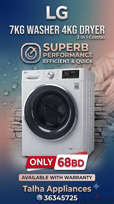 LG 7/4KG 2 in 1 Combo Washer+Drayer Excellent Condition 68BD