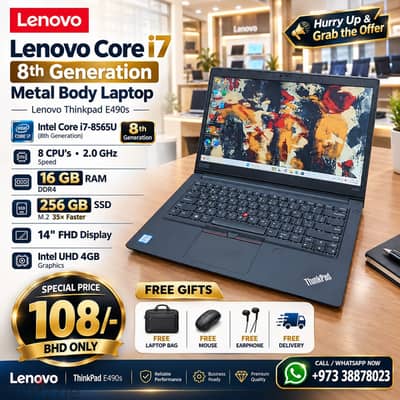 Thinkpad Core i7 8th Gen Laptop Metal Body 8GB RAM 256GB SSD Win & Off