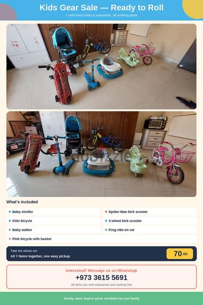 kids gears, infants stroller, walker, bicycle