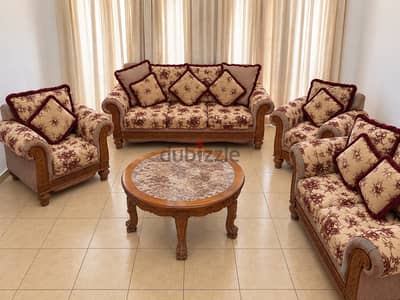Sofa Set - 7 Seater (3 Seater, 2 Seater And 2 Single Seater) Teapoy