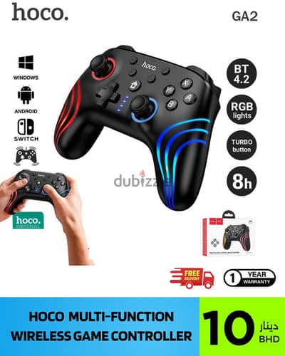 Hoco Gaming controller RGB light, turbo, vibration for Nintendo, pc