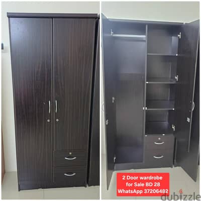 2 Door wardrobe and other items for sale with fixing