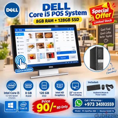DELL Core i5 Point of Sale (POS System) 8GB RAM 128GB SSD Ready to Use