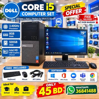 DELL CORE i5 PC SET 3.40GHz 8GB RAM 500GB HDD 19" Monitor -36841488