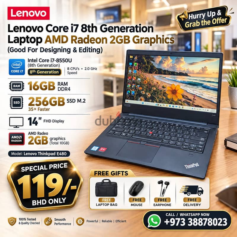 Thinkpad Intel Core i7 8th Gen Laptop AMD Radeon 2GB Graphics 16GB RAM 1