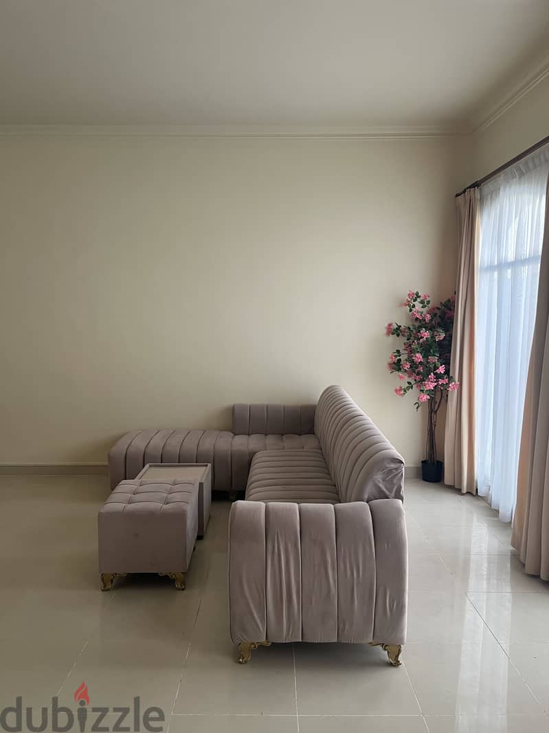 L-Shaped Sofa Set with Ottoman & Matching Accent Table 1