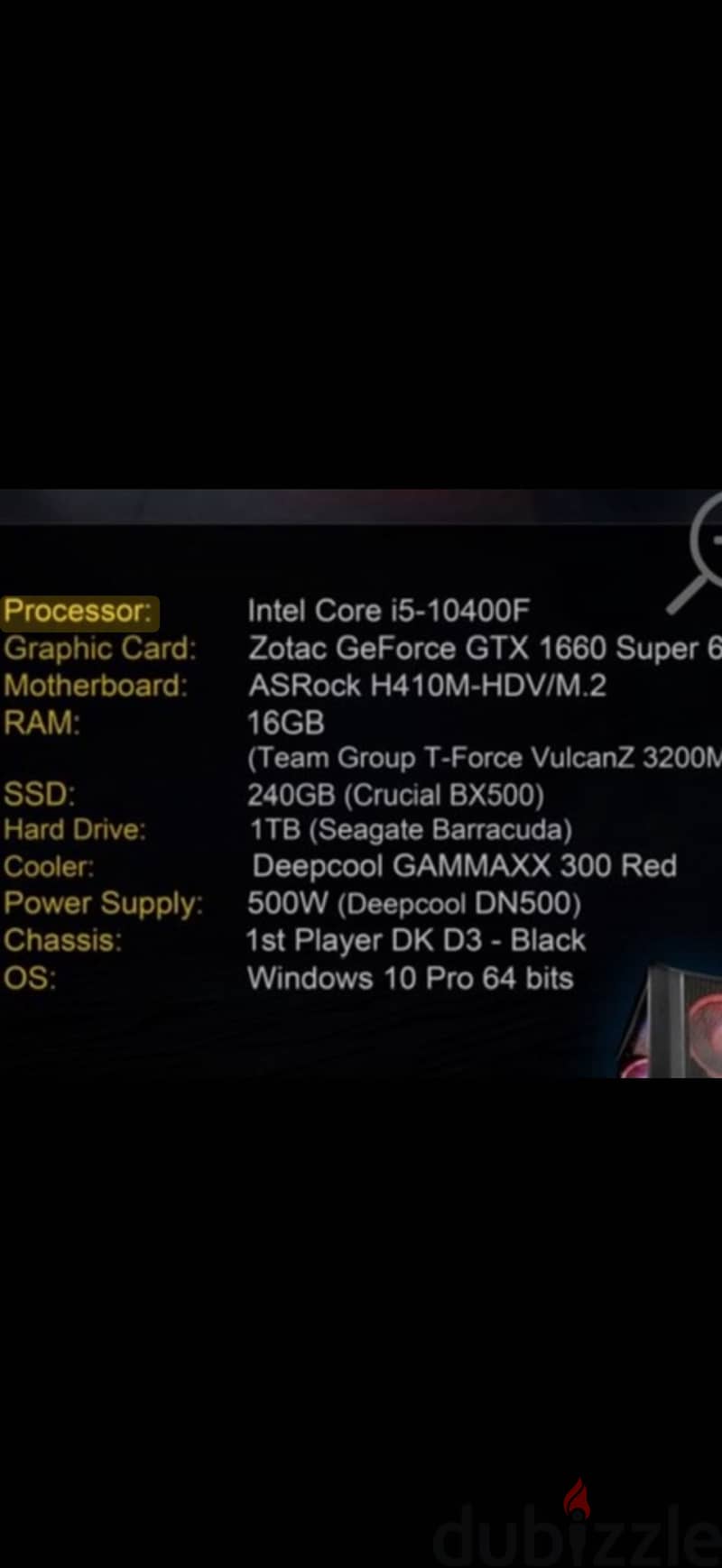 Gaming PC – i5-10400F | GTX 1660 Super | 16GB RAM | 1TB + SSD 1