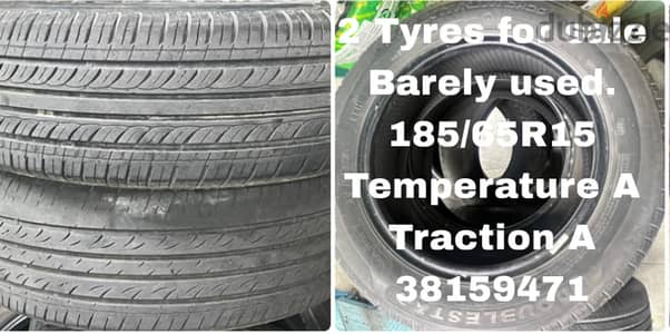 185/65R15 Two Tyres for Sale in Good condition