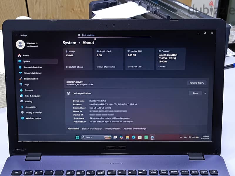 Asus Gaming Laptop i7 8th Gen 8GB/256GB SSD 6GB Graphics BHD 80 Only 9