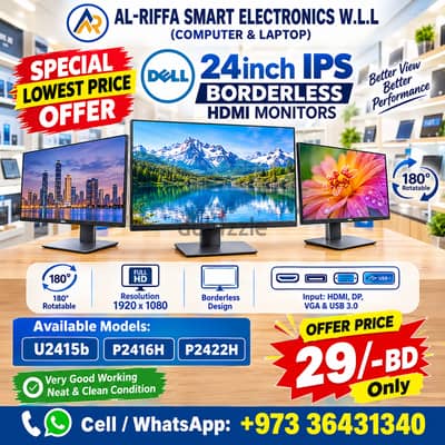 Special Offer DELL 24inch IPS Borderless HDMI Monitor 180* Rotatable