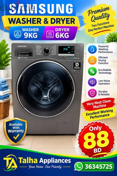 Samsung Washer 9KG Drsyer 6KG Very Good Condition With Warranty 88BD