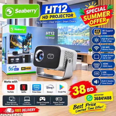 SmartBarry 4K Smart Projector | Netflix YouTube • 5G Wi-Fi / 36841488
