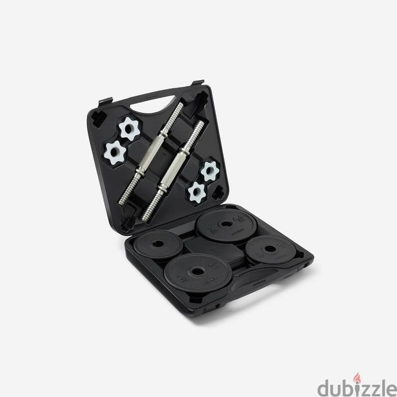 Decathlon 20 kg Cast Iron Dumbbell Set with Case 1