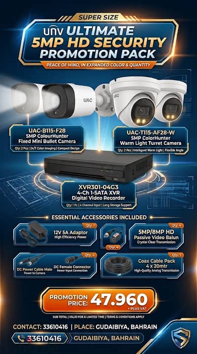 Complete 4-Camera 5MP Security System Package | Uniview & XVR