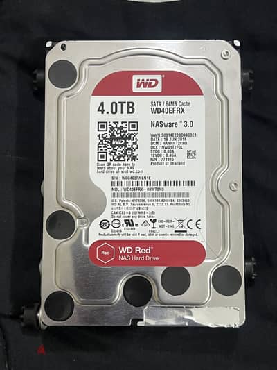WD Red 4TB 3.5” HDD Hard Drive 0 Days Used Storage