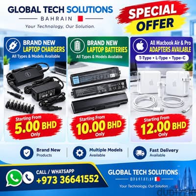 Brand New All Type of Laptop Chargers and Batteries Available