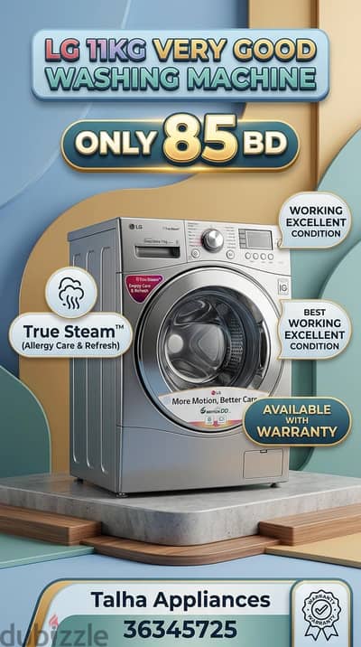 LG 11KG Washing Machine Very Good Condition Available With Warranty