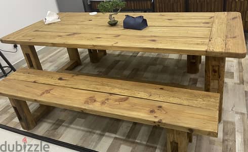 Large 240cm Rustic Dining Table + 2 Benches