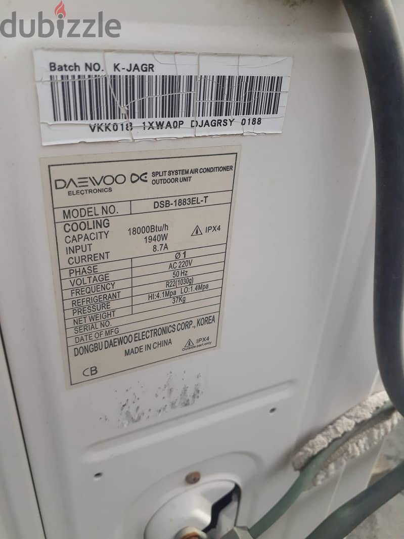 Split ac 1.5 ton Daewoo 1