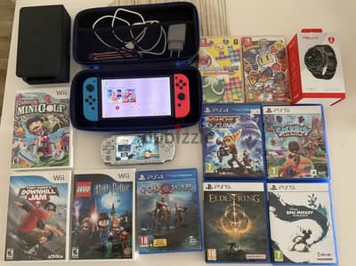 Switch oled, psp 2000, wii, switch,  ps4 and ps5 games