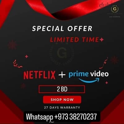 Netflix + Prime video 2 bd both Accounts subscriptionnss 1 MONTH 4K HD