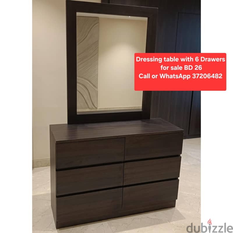 King size bed with mattress 2 side table & other items for sale 5