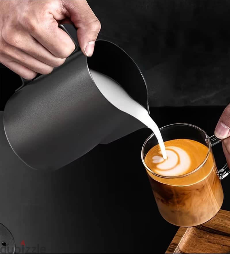 ZOKONI 1pc 12oz/350ml Black Stainless Steel Milk Frothing Pitche 2
