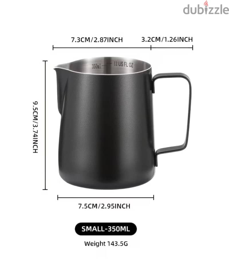ZOKONI 1pc 12oz/350ml Black Stainless Steel Milk Frothing Pitche 3