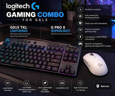 Logitech G915 TKL LIGHTSPEED Keyboard G Pro X Superlight Mouse