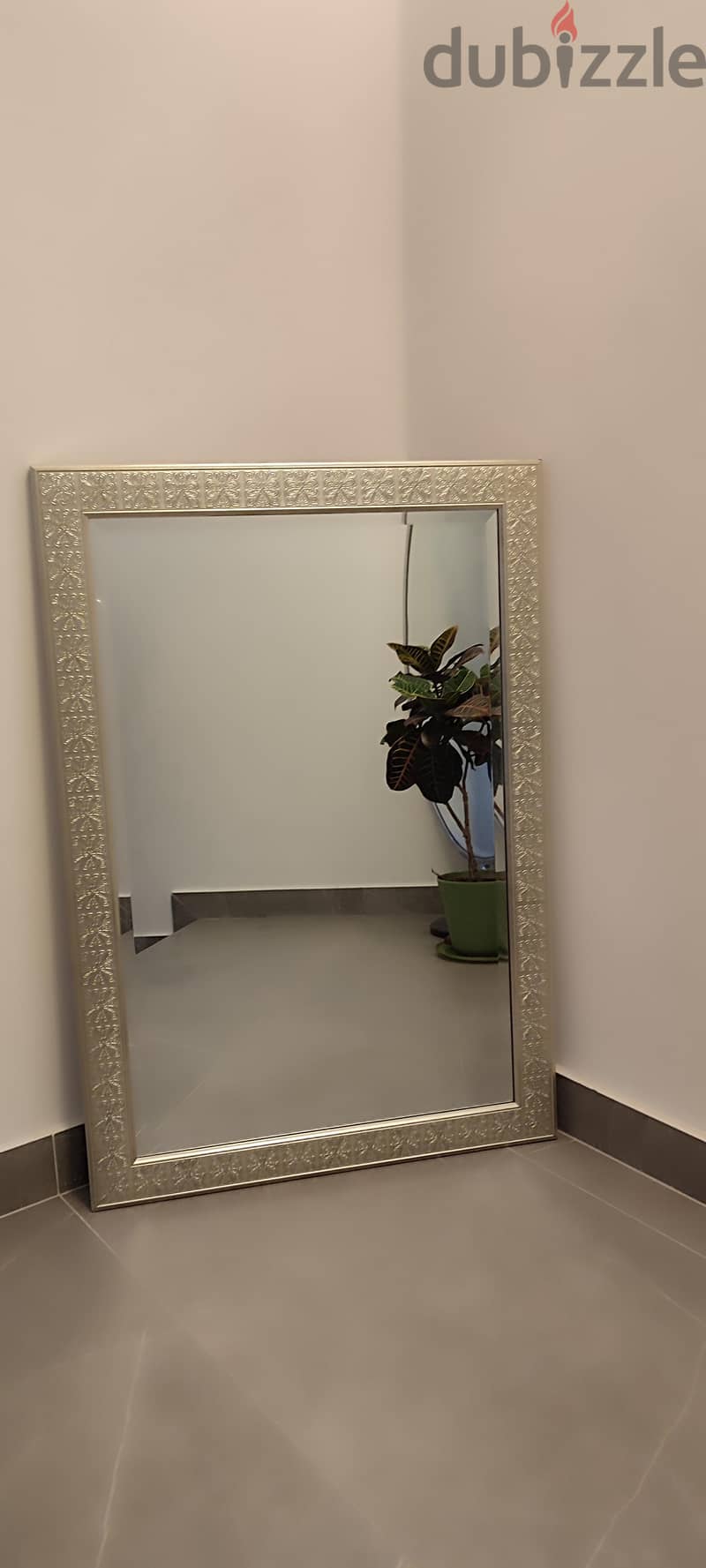 Home Centre Embossed Silver Wall Mirror — 16 BD 2