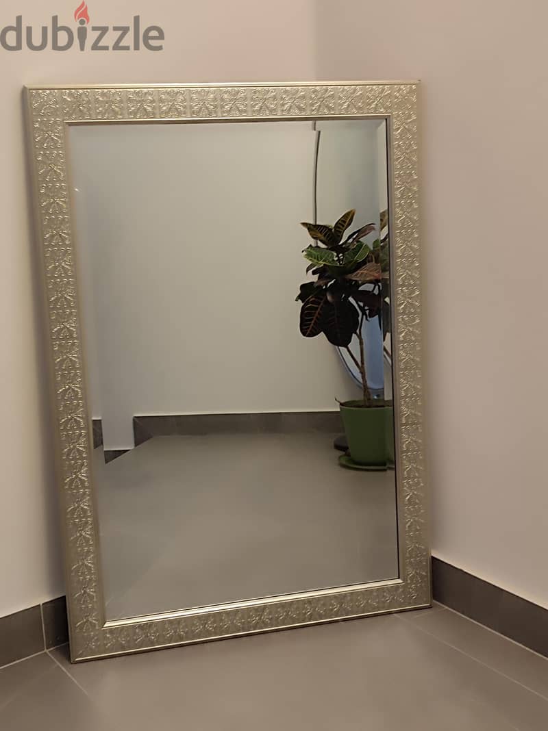 Home Centre Embossed Silver Wall Mirror — 16 BD 3