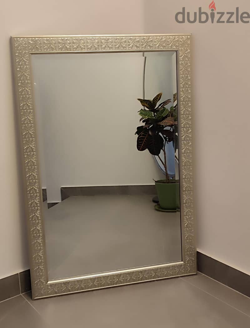 Home Centre Embossed Silver Wall Mirror — 16 BD 4