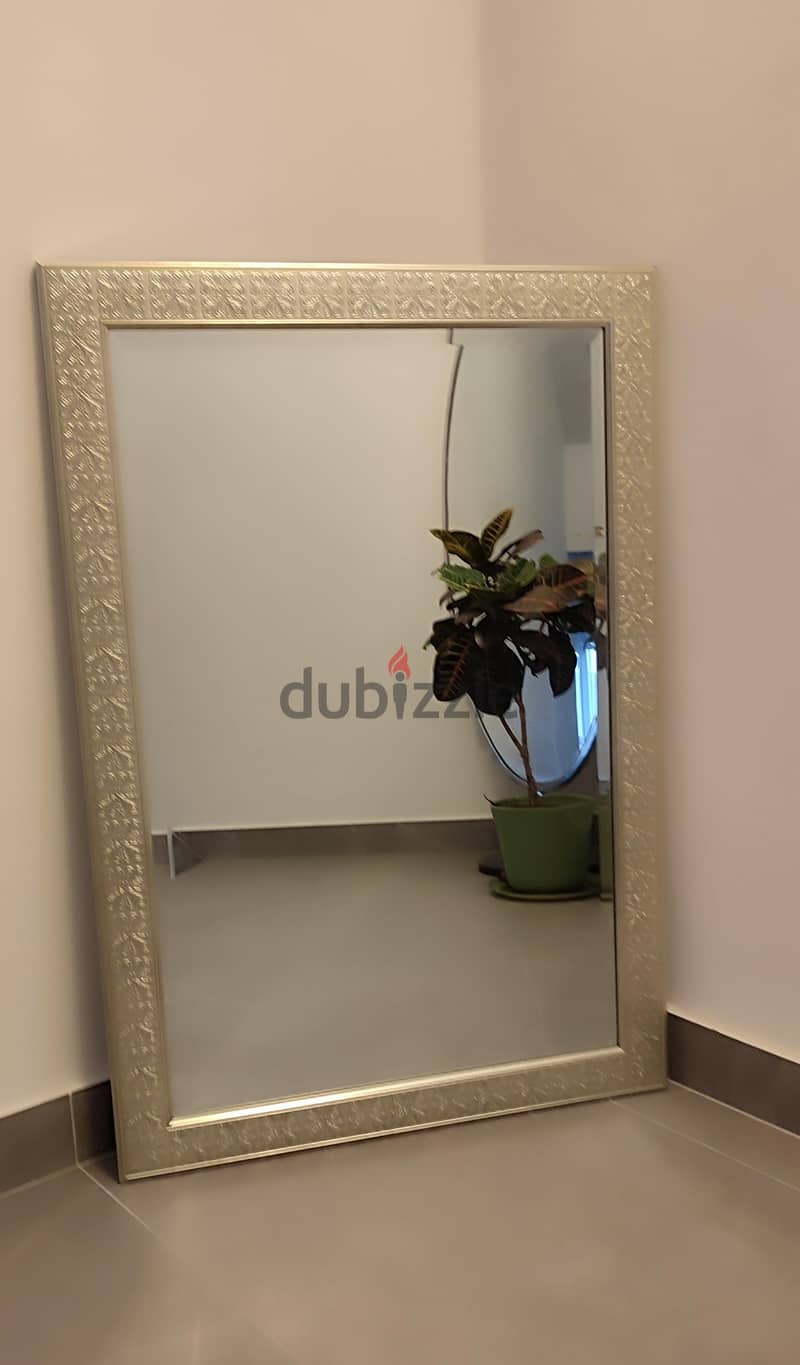 Home Centre Embossed Silver Wall Mirror — 16 BD 5
