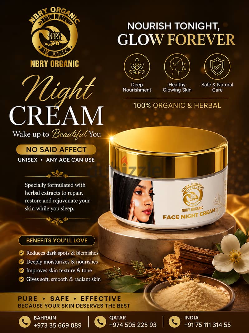Nbry herbal Night cream, Red sandal with white turmeric, 1