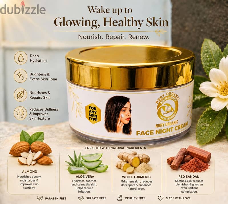 Nbry herbal Night cream, Red sandal with white turmeric, 5