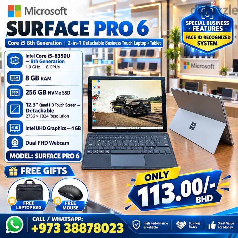Surface Pro Core i5 8th Gen 2in1 Detachable Touch Laptop + Tablet 1