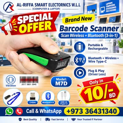 Special Offer New Bluetooth+Wireless Barcode Scanner Scanner Portable