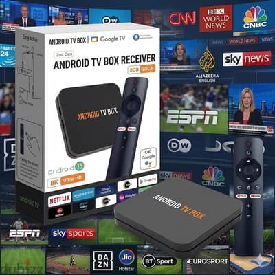 4K Android Smart TV BOX RECIEVER(Live TV channels without Dish)