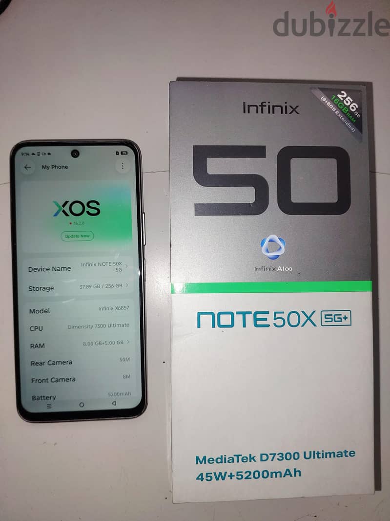 Infni  note x50 5g 256. GB 16. arm and 6 monht warranty good condition 1